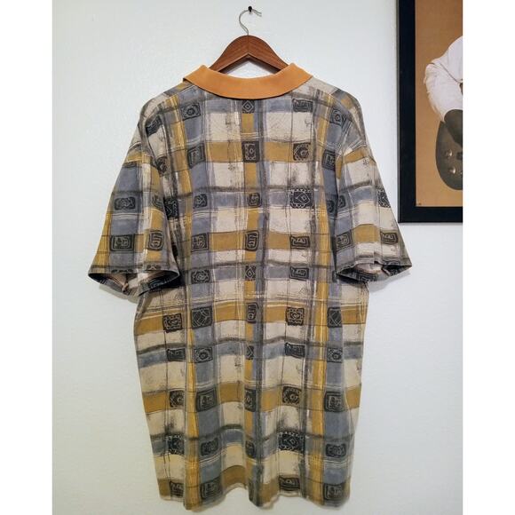 VTG 90s Timberland Mens Faded Check Pattern Heavyweight Knit Collared Polo SZ XL - Picture 2 of 8